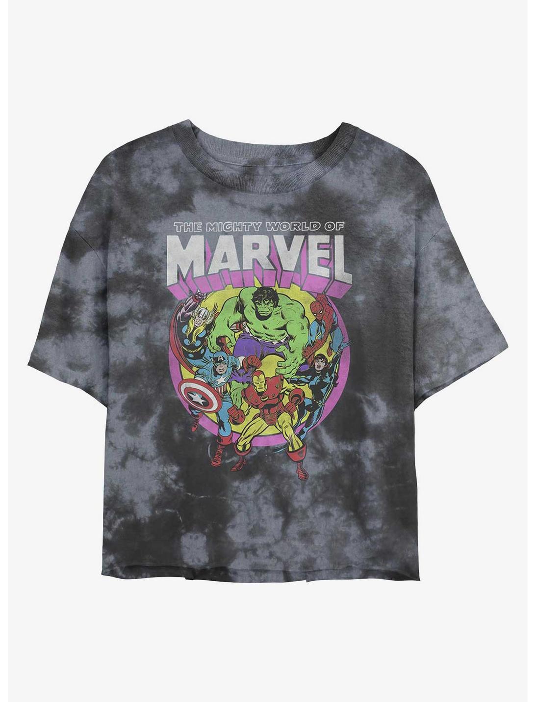 Marvel Mighty World Womens Tie-Dye Crop T-Shirt, BLKCHAR, hi-res