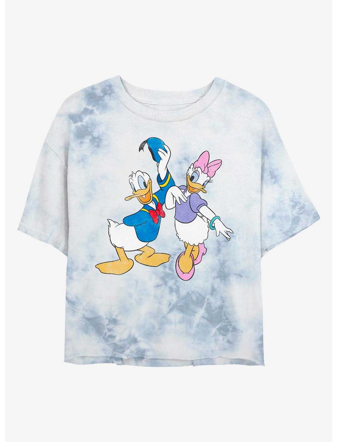 Disney Donald Duck And Daisy Womens Tie-Dye Crop T-Shirt, WHITEBLUE, hi-res