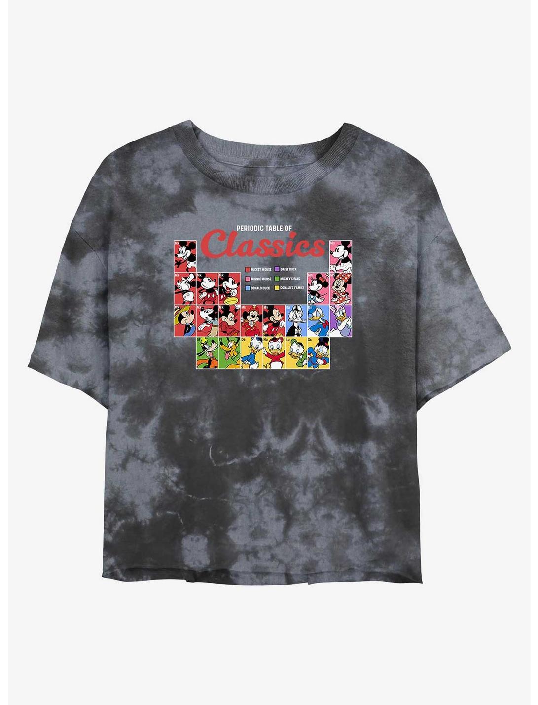 Disney Mickey Mouse Classic Periodic Table Womens Tie-Dye Crop T-Shirt, BLKCHAR, hi-res