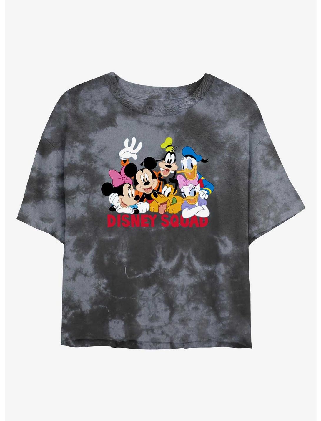 Disney Mickey Mouse Disney Squad Womens Tie-Dye Crop T-Shirt, BLKCHAR, hi-res