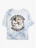 Disney Mickey Mouse Dog Life Womens Tie-Dye Crop T-Shirt, WHITEBLUE, hi-res