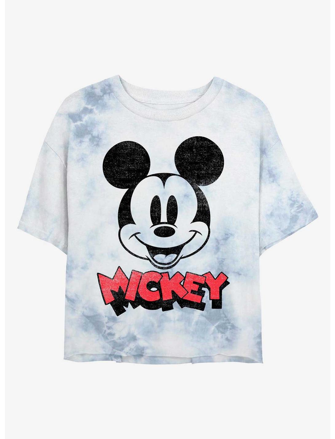Disney Mickey Mouse Heads Up Womens Tie-Dye Crop T-Shirt, WHITEBLUE, hi-res