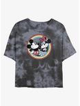 Disney Mickey Mouse And Minnie Circle Womens Tie-Dye Crop T-Shirt, BLKCHAR, hi-res