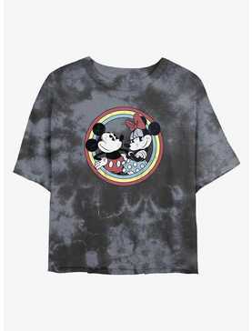 Disney Mickey Mouse And Minnie Circle Womens Tie-Dye Crop T-Shirt, , hi-res
