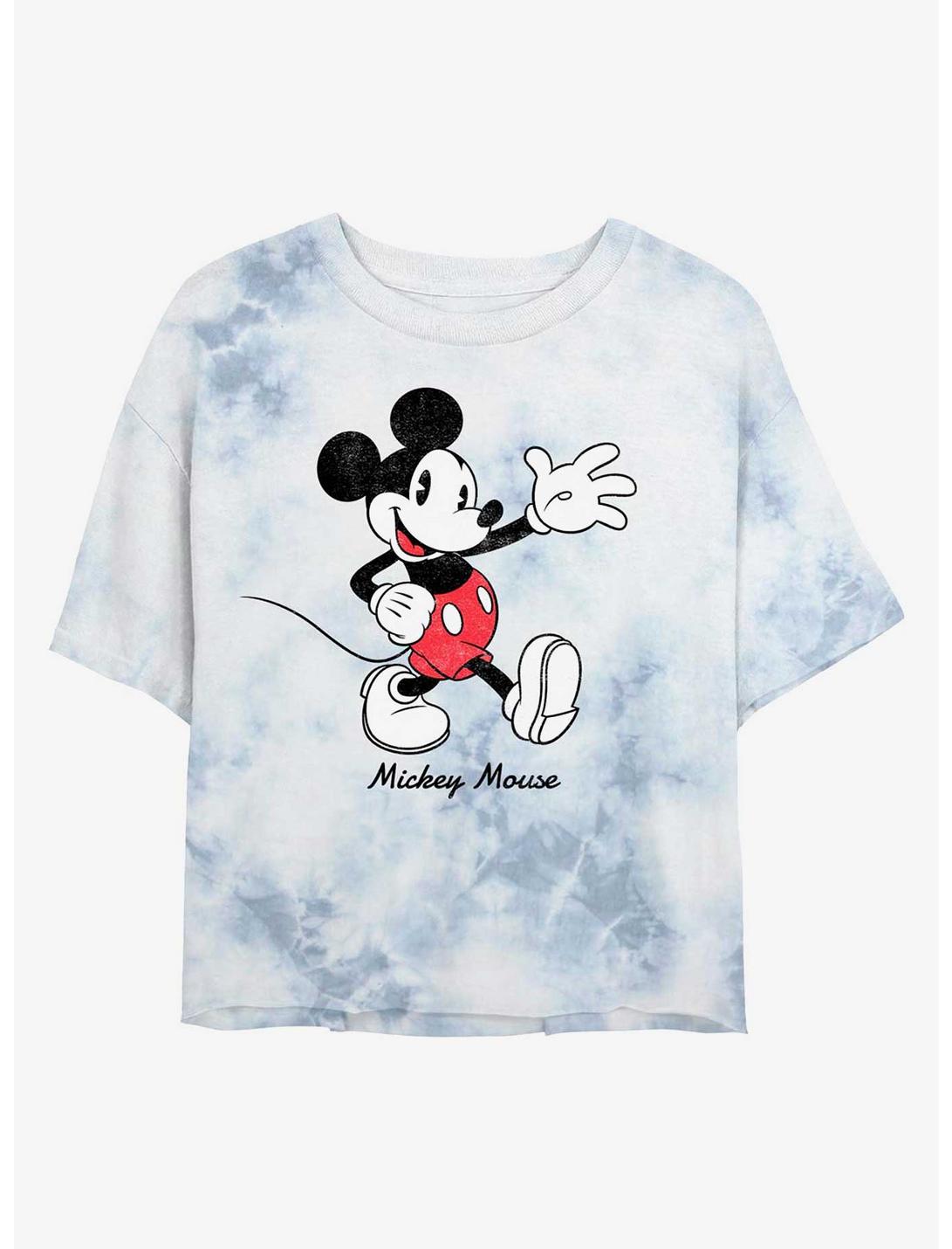 Disney Mickey Mouse Vintage Classic Womens Tie-Dye Crop T-Shirt, WHITEBLUE, hi-res