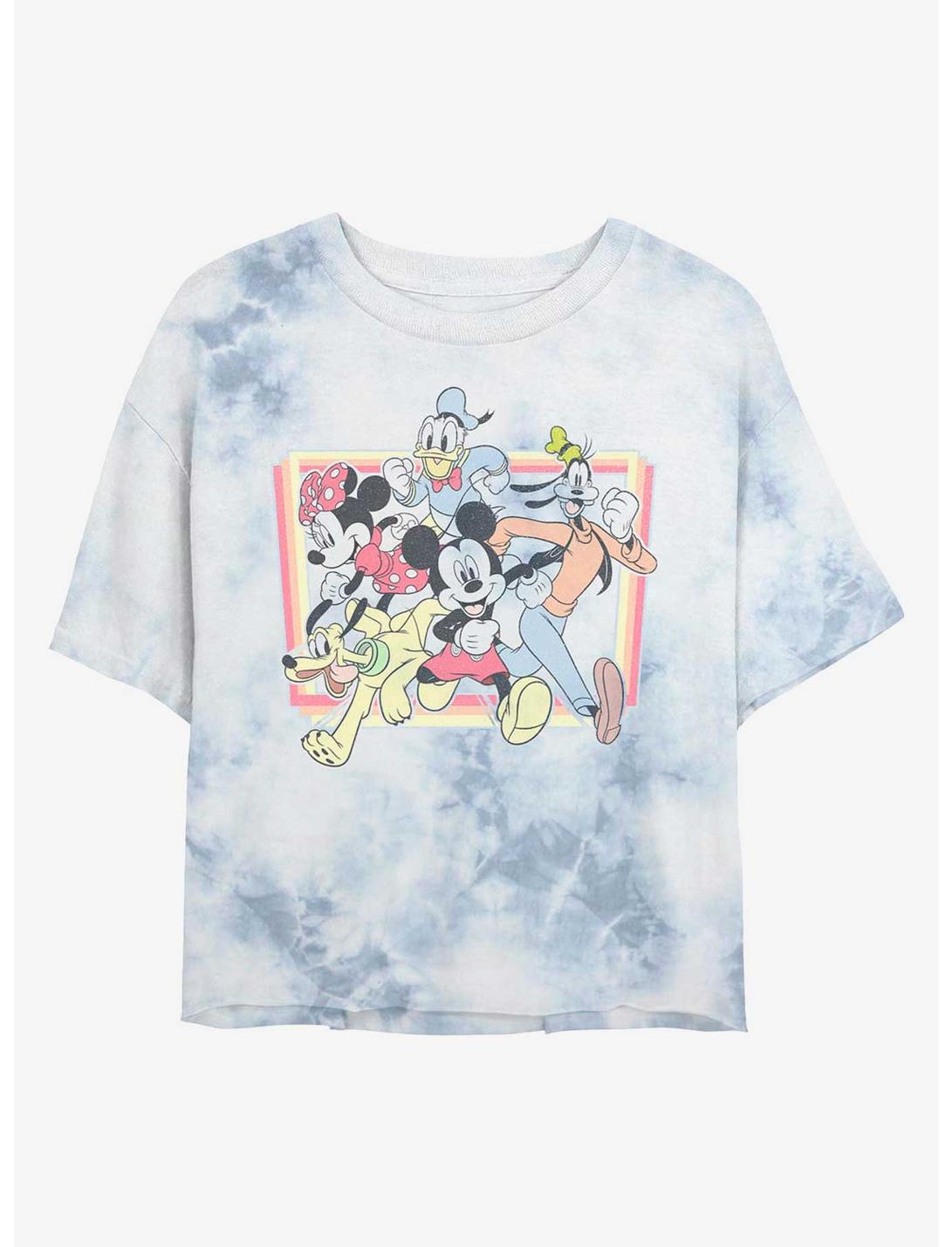 Disney Mickey Mouse Group Womens Tie-Dye Crop T-Shirt, WHITEBLUE, hi-res