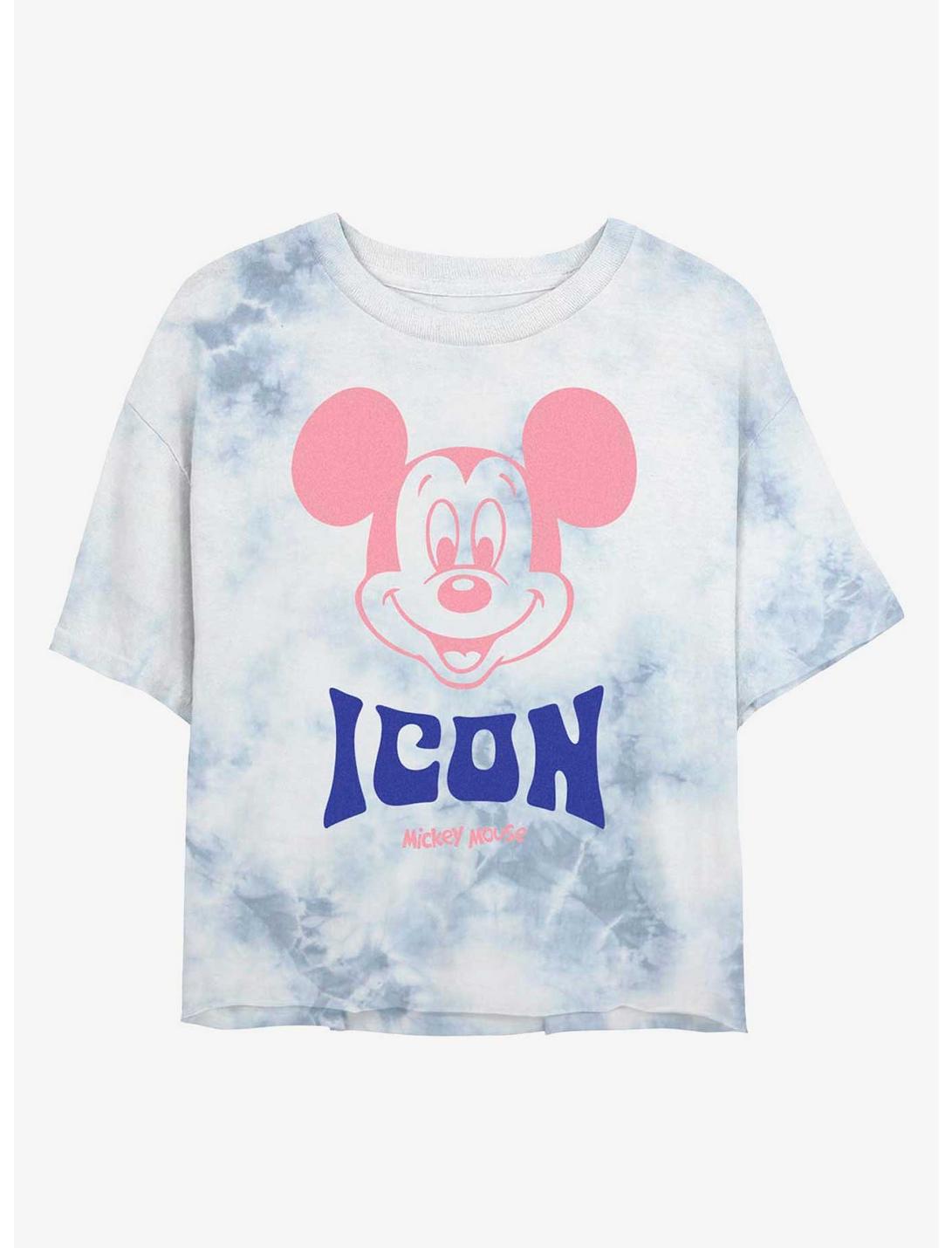 Disney Mickey Mouse An Icon Womens Tie-Dye Crop T-Shirt, WHITEBLUE, hi-res