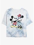 Disney Mickey Mouse And Minnie Retro Womens Tie-Dye Crop T-Shirt, WHITEBLUE, hi-res