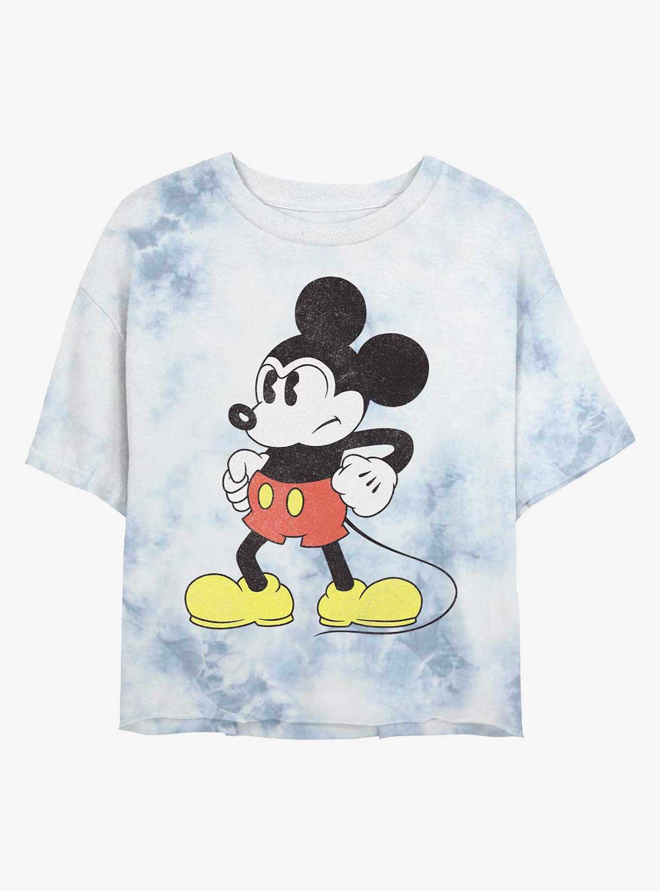 Disney Mickey Mouse Tough Womens Tie-Dye Crop T-Shirt, WHITEBLUE, hi-res