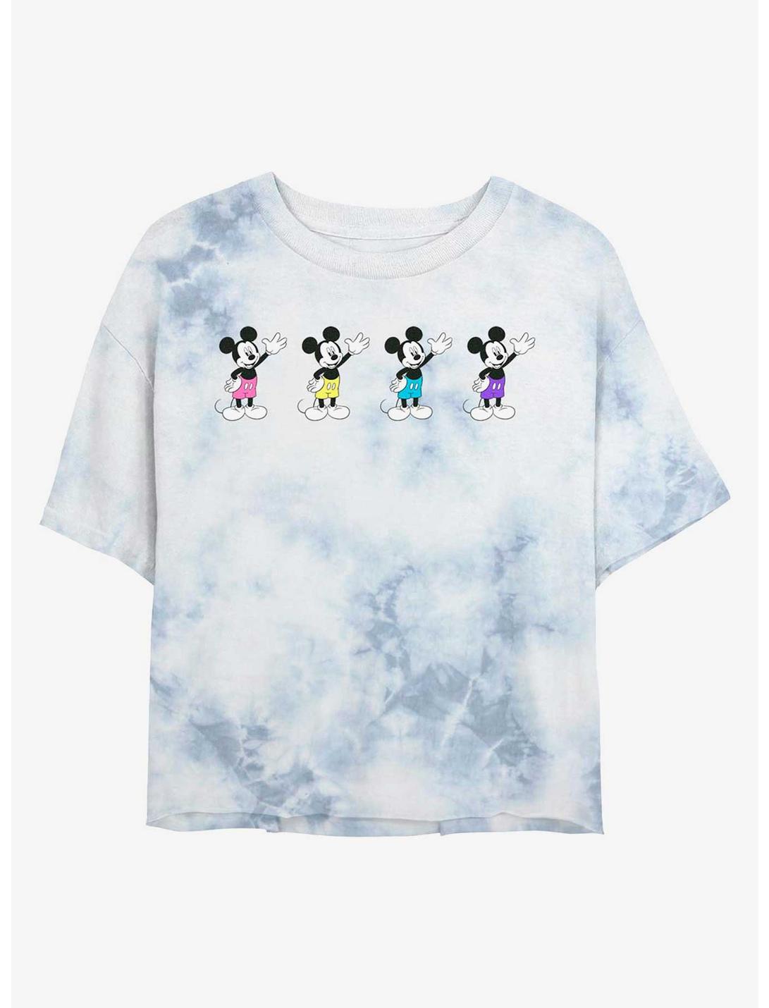 Disney Mickey Mouse Multiples Womens Tie-Dye Crop T-Shirt, WHITEBLUE, hi-res