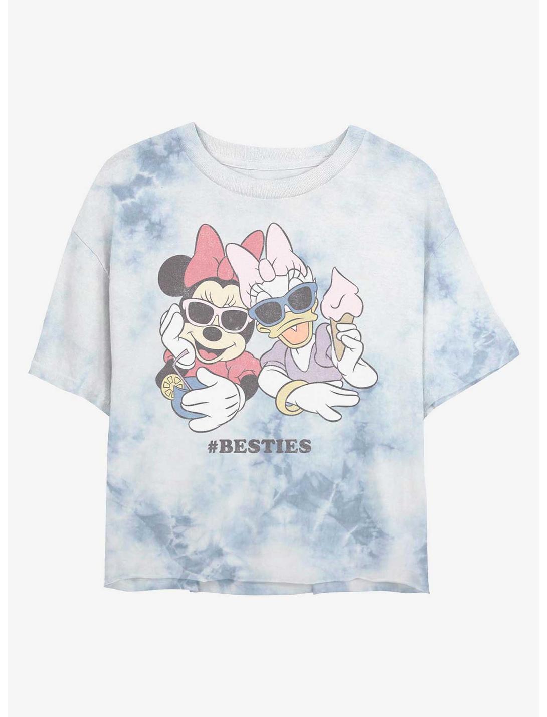 Disney Minnie Mouse Besties Womens Tie-Dye Crop T-Shirt, WHITEBLUE, hi-res
