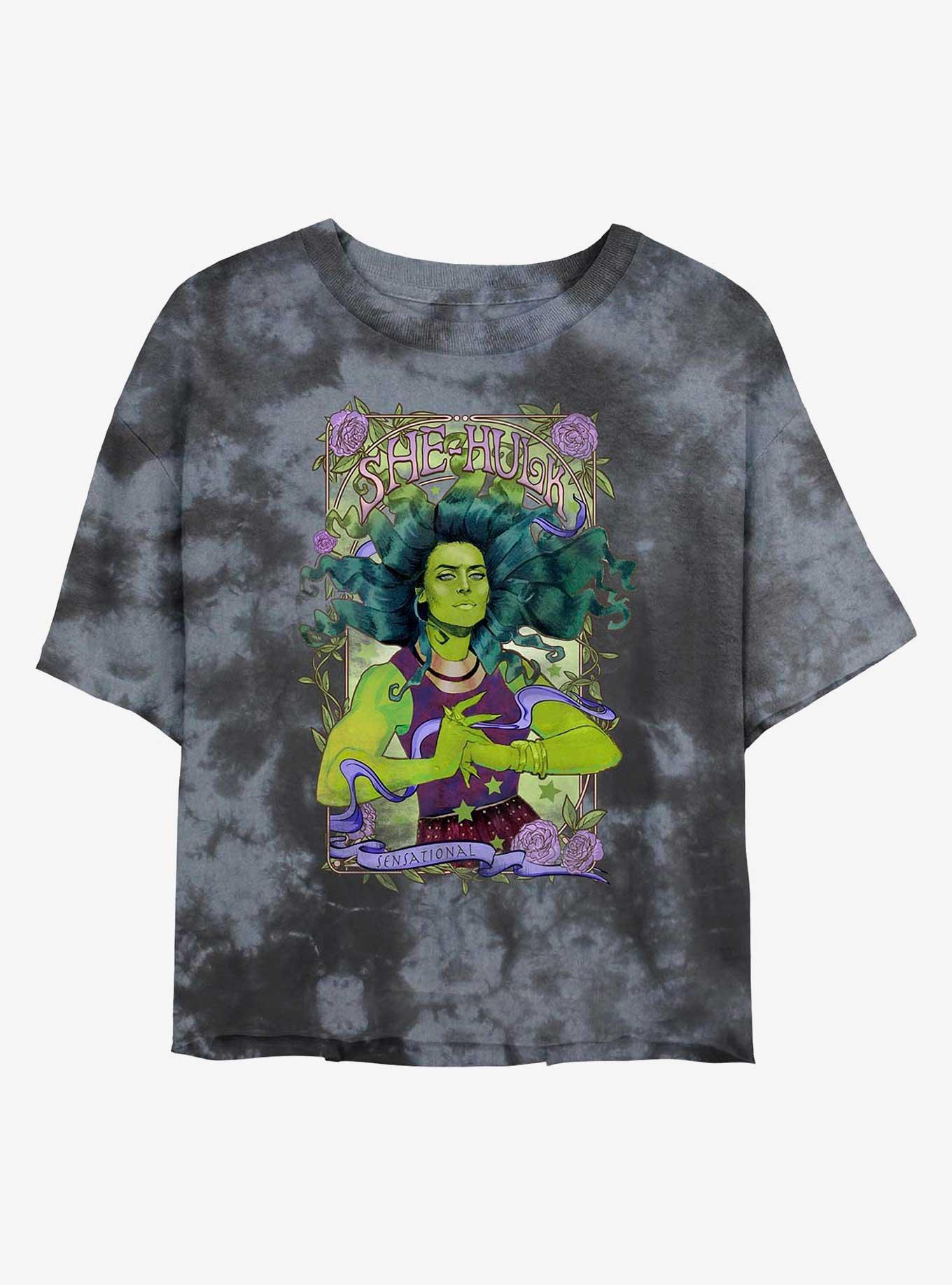 Marvel She-Hulk Sensational Womens Tie-Dye Crop T-Shirt, , hi-res