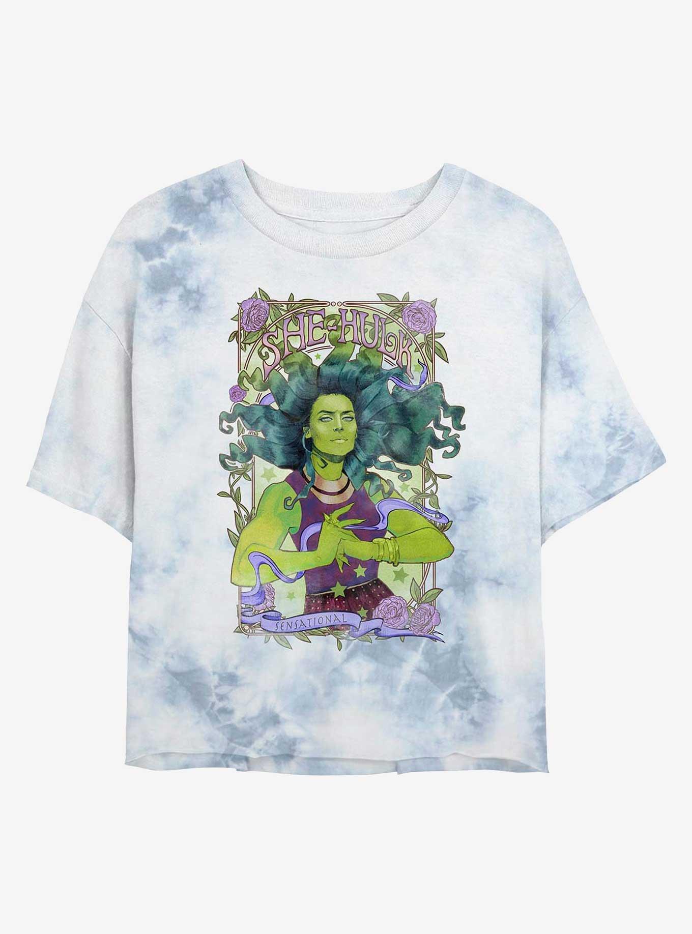 Marvel She-Hulk Sensational Womens Tie-Dye Crop T-Shirt, , hi-res