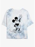 Disney Mickey Mouse Simple Womens Tie-Dye Crop T-Shirt, WHITEBLUE, hi-res