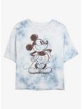 Disney Mickey Mouse Sketch Womens Tie-Dye Crop T-Shirt, WHITEBLUE, hi-res