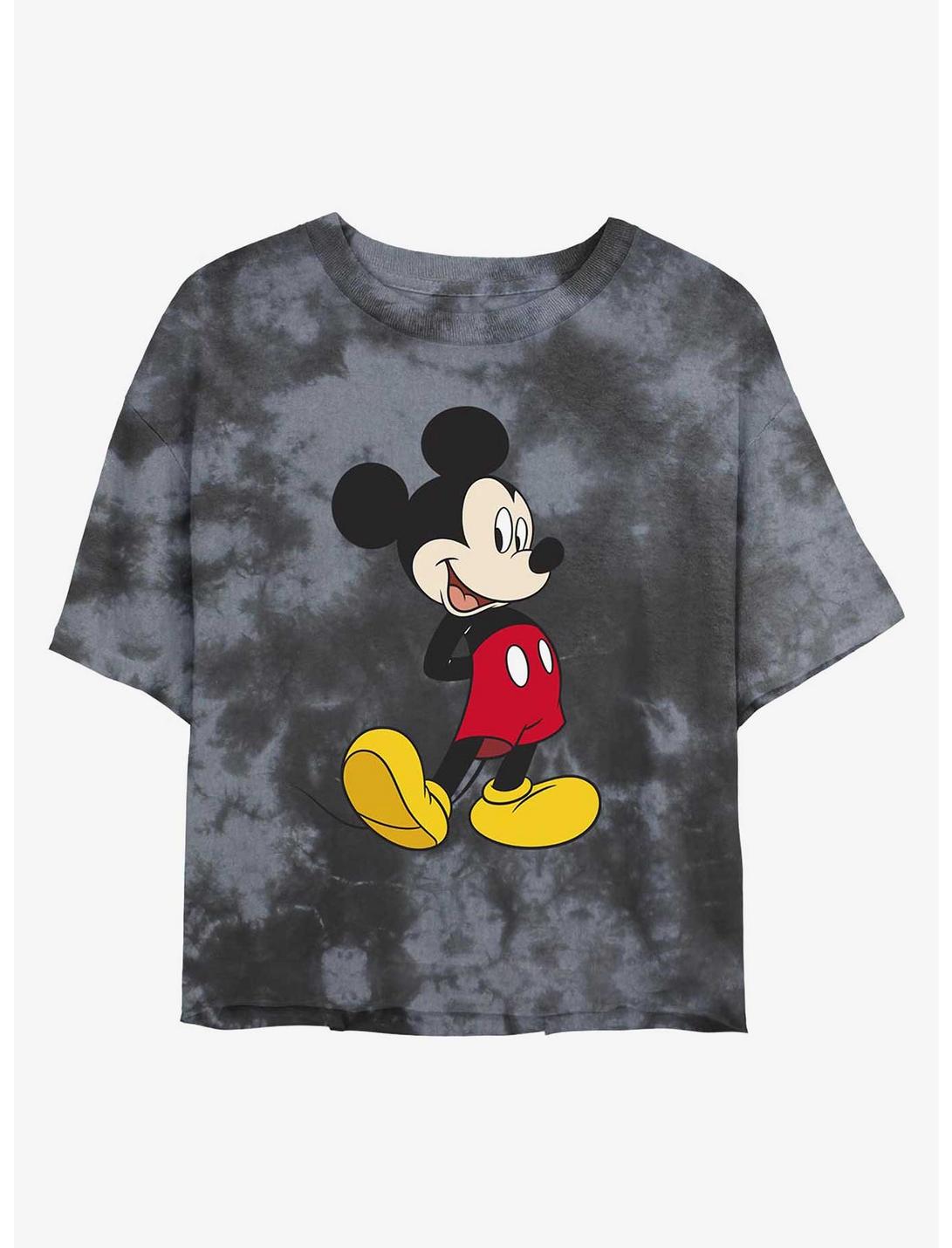 Disney Mickey Mouse Traditional Womens Tie-Dye Crop T-Shirt, BLKCHAR, hi-res