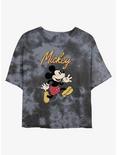 Disney Mickey Mouse Vintage Original Womens Tie-Dye Crop T-Shirt, BLKCHAR, hi-res