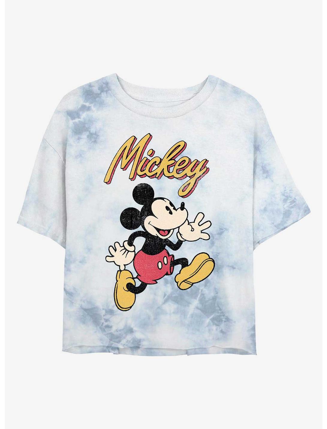 Disney Mickey Mouse Vintage Original Womens Tie-Dye Crop T-Shirt, WHITEBLUE, hi-res