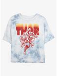 Marvel Thor Retro Womens Tie-Dye Crop T-Shirt, WHITEBLUE, hi-res