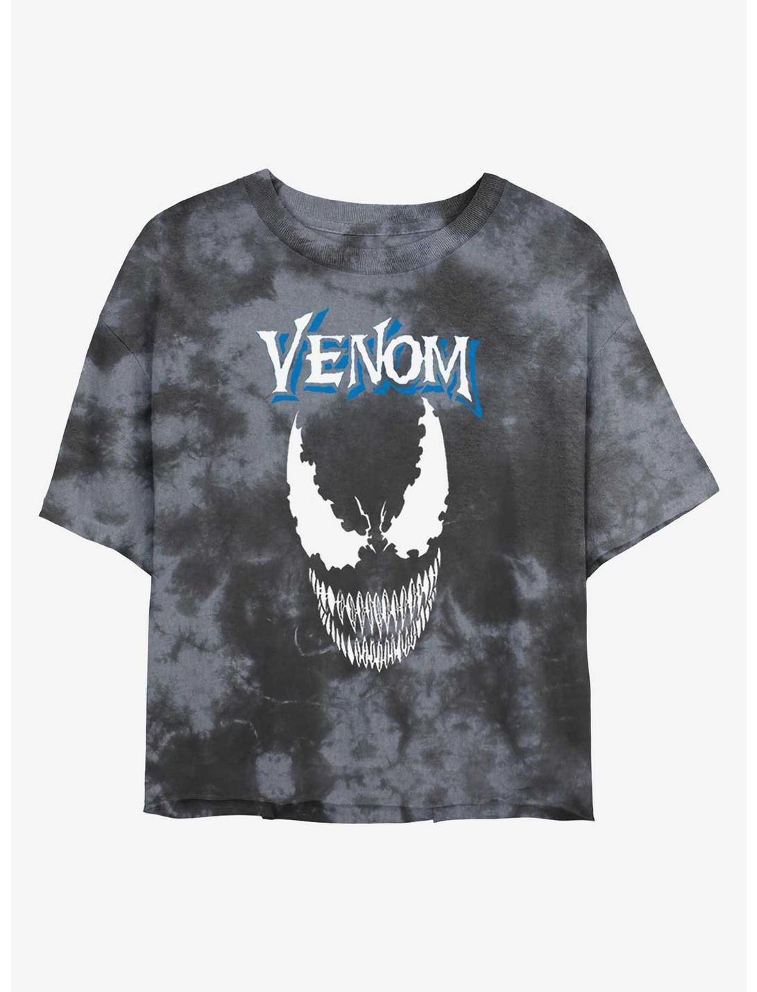 Marvel Venom Crest Womens Tie-Dye Crop T-Shirt, BLKCHAR, hi-res