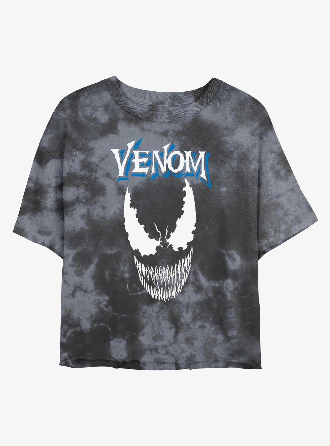 Marvel Venom Crest Womens Tie-Dye Crop T-Shirt, BLKCHAR, hi-res