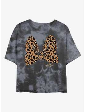 Disney Minnie Mouse Animal Print Bow Womens Tie-Dye Crop T-Shirt, , hi-res