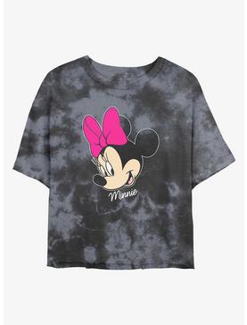 Disney Minnie Mouse Big Face Womens Tie-Dye Crop T-Shirt, , hi-res