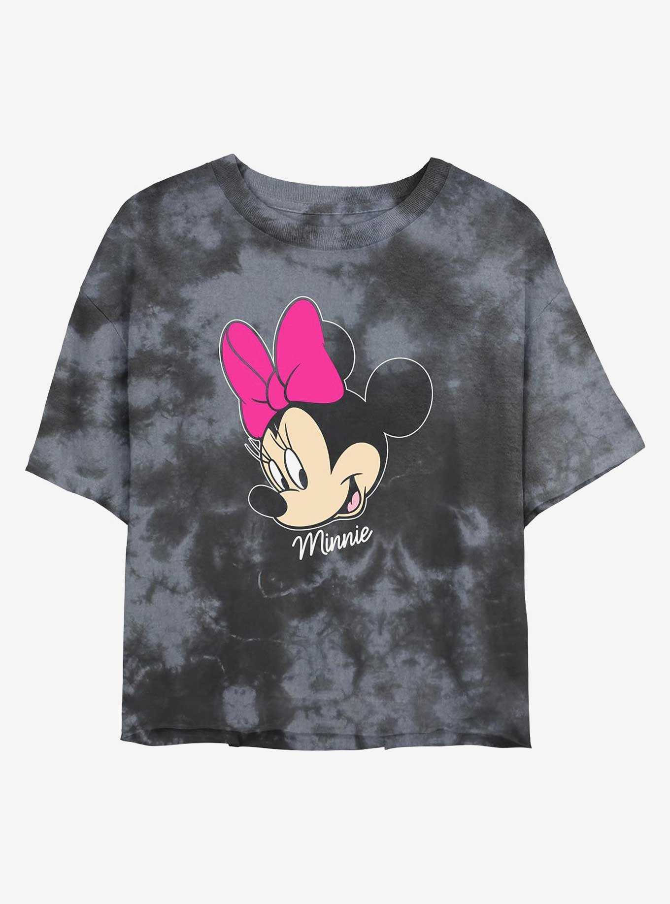 Disney Minnie Mouse Big Face Womens Tie-Dye Crop T-Shirt, , hi-res