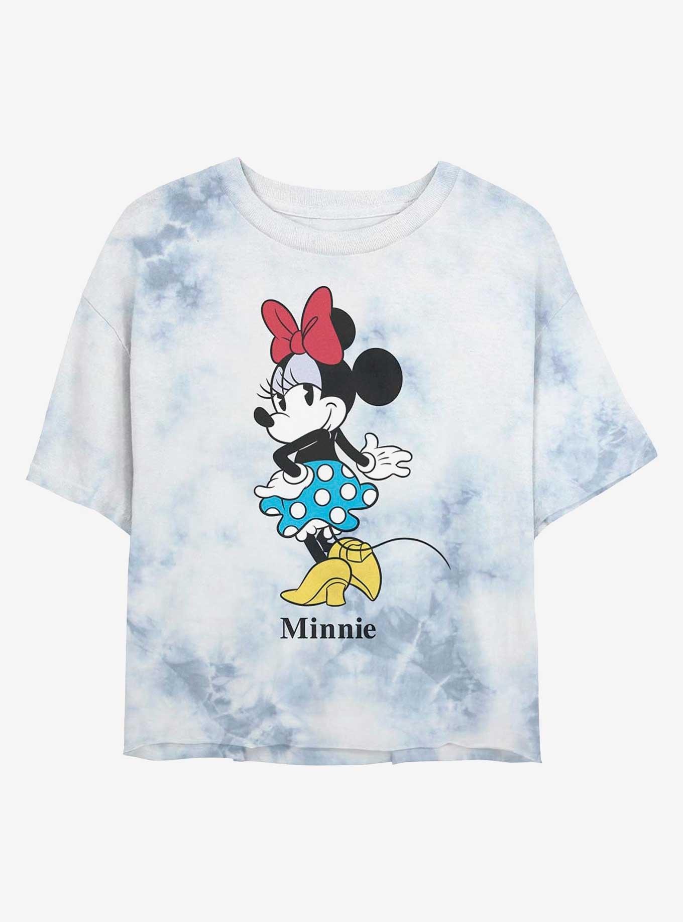Disney Minnie Mouse Classic Womens Tie-Dye Crop T-Shirt, WHITEBLUE, hi-res