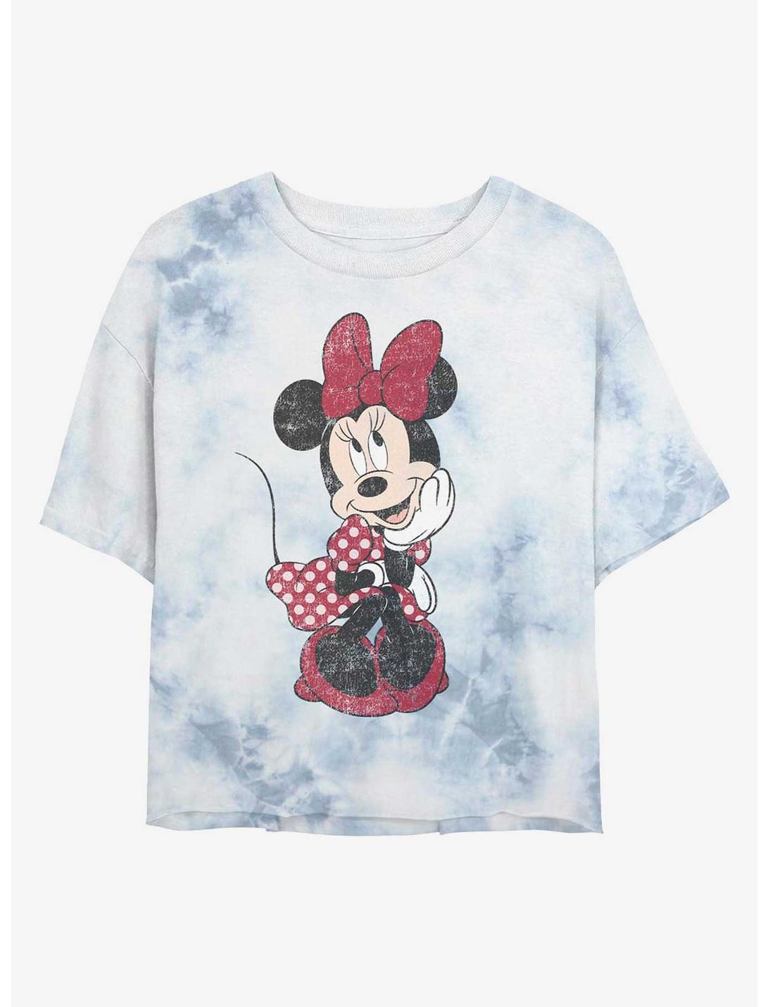 Disney Minnie Mouse Classic Traditional Womens Tie-Dye Crop T-Shirt, WHITEBLUE, hi-res