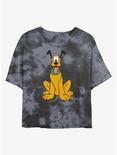 Disney Pluto Traditional Womens Tie-Dye Crop T-Shirt, BLKCHAR, hi-res