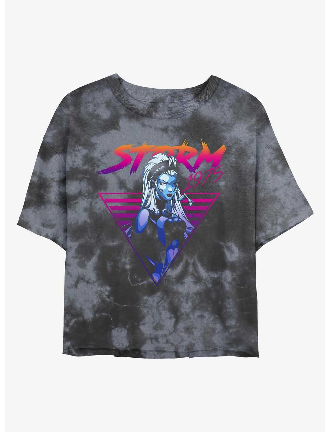 Marvel X-Men Retro Storm Womens Tie-Dye Crop T-Shirt, BLKCHAR, hi-res