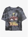 Marvel X-Men Vintage Wolverine Womens Tie-Dye Crop T-Shirt, BLKCHAR, hi-res