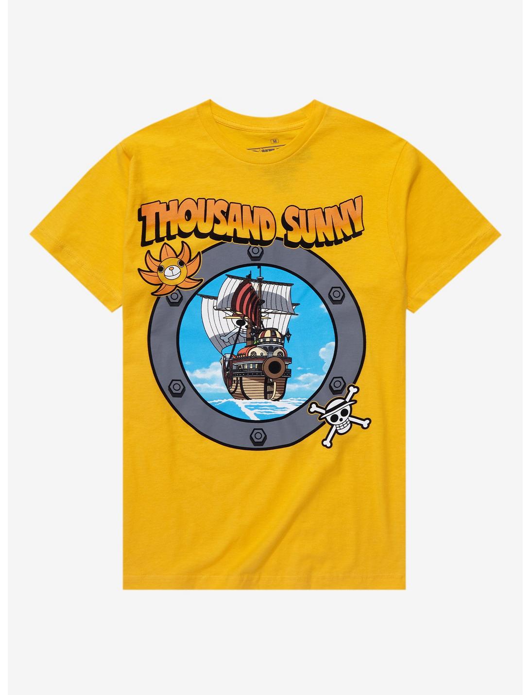 One Piece Thousand Sunny Porthole Portrait T-Shirt - BoxLunch Exclusive , BRIGHT YELLOW, hi-res