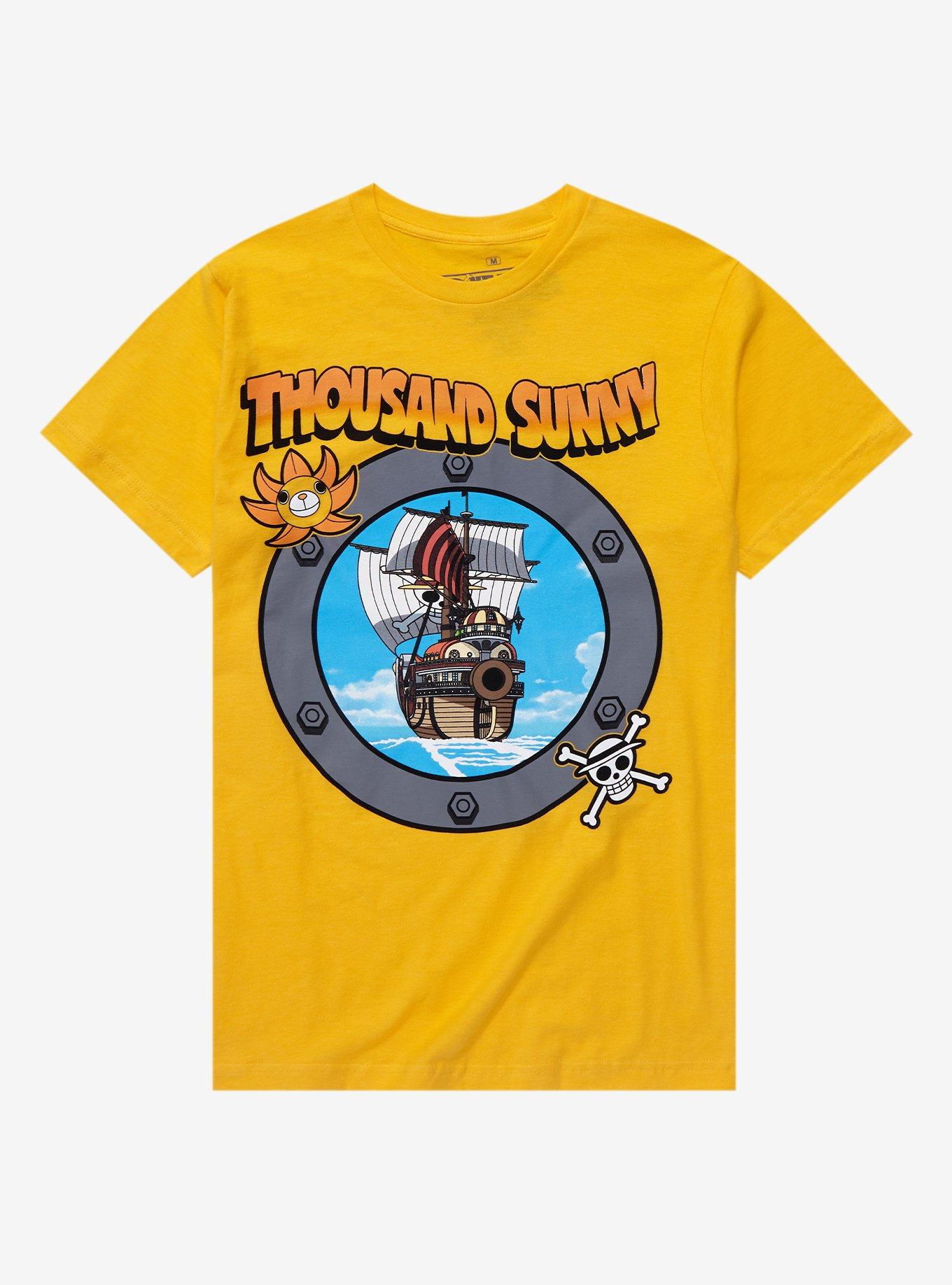 One Piece Thousand Sunny Porthole Portrait T-Shirt - BoxLunch Exclusive , BRIGHT YELLOW, hi-res