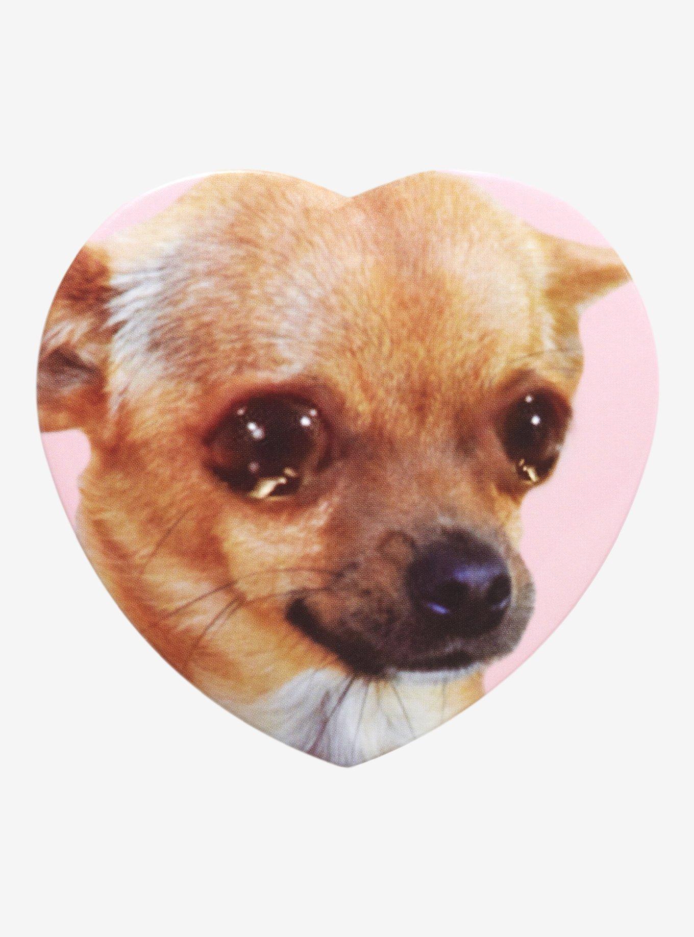 Crying Chihuahua Heart 3 Inch Button, , hi-res