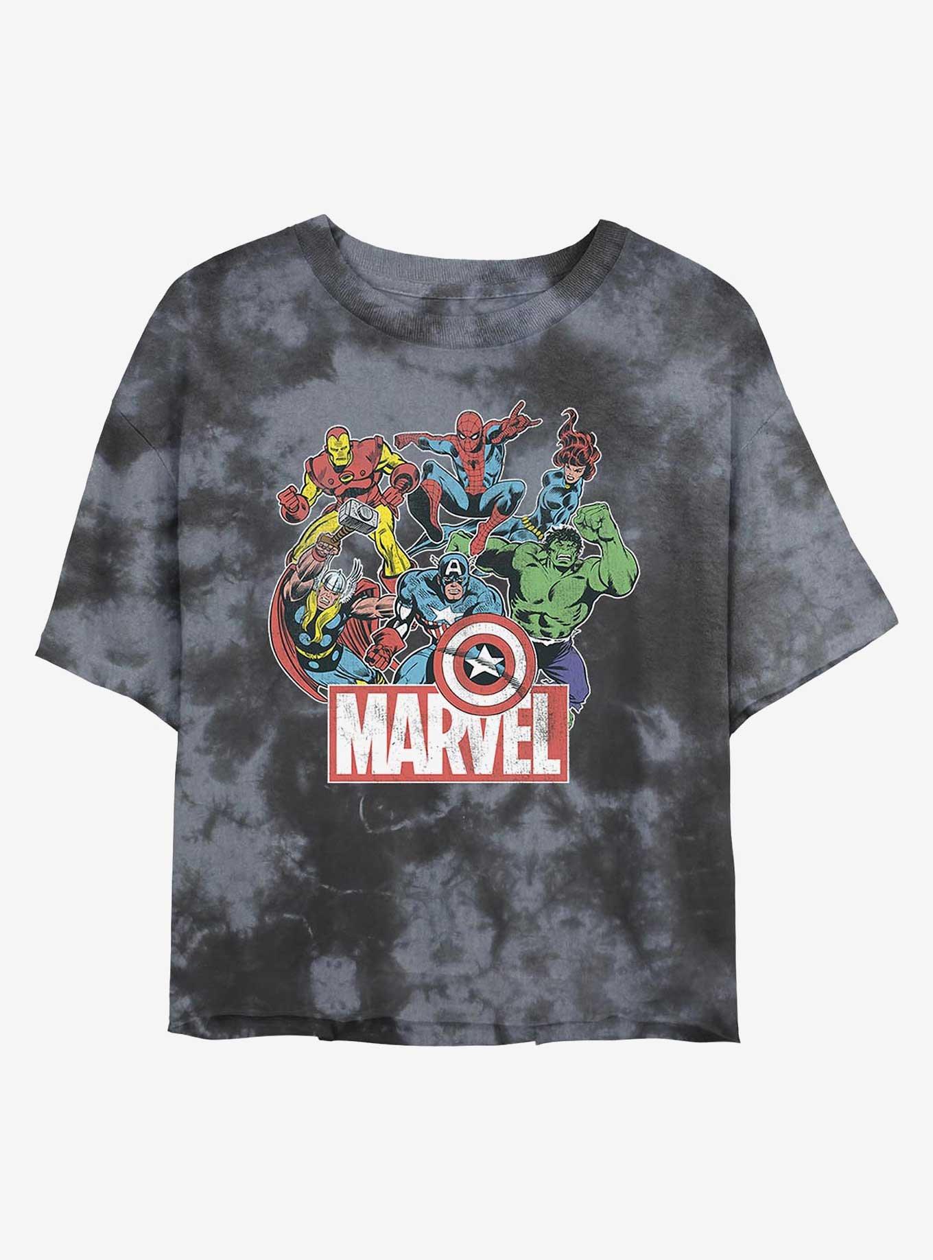 Marvel Avengers Heroes Of Today Womens Tie-Dye Crop T-Shirt, , hi-res