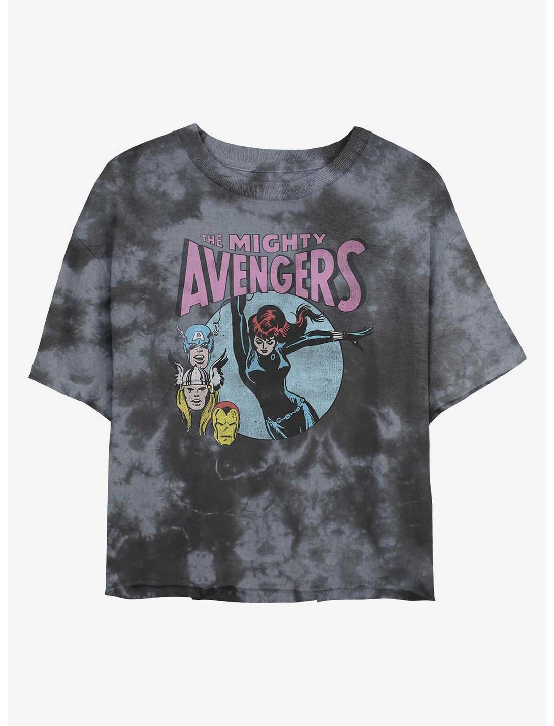 Marvel Avengers Retro Mighty Heroes Womens Tie-Dye Crop T-Shirt, BLKCHAR, hi-res