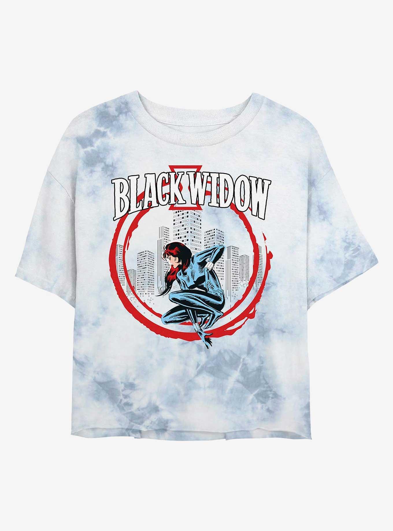 Marvel Black Widow City Circle Womens Tie-Dye Crop T-Shirt, , hi-res