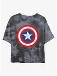 Marvel Captain America Distressed Shield Womens Tie-Dye Crop T-Shirt, BLKCHAR, hi-res