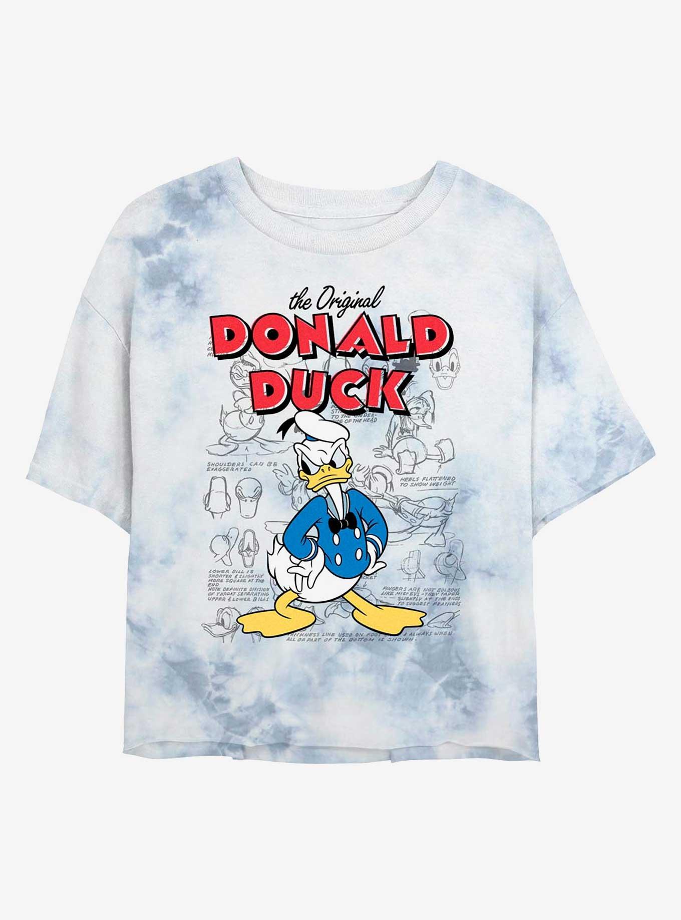 Disney Donald Duck Sketchbook Womens Tie-Dye Crop T-Shirt, , hi-res