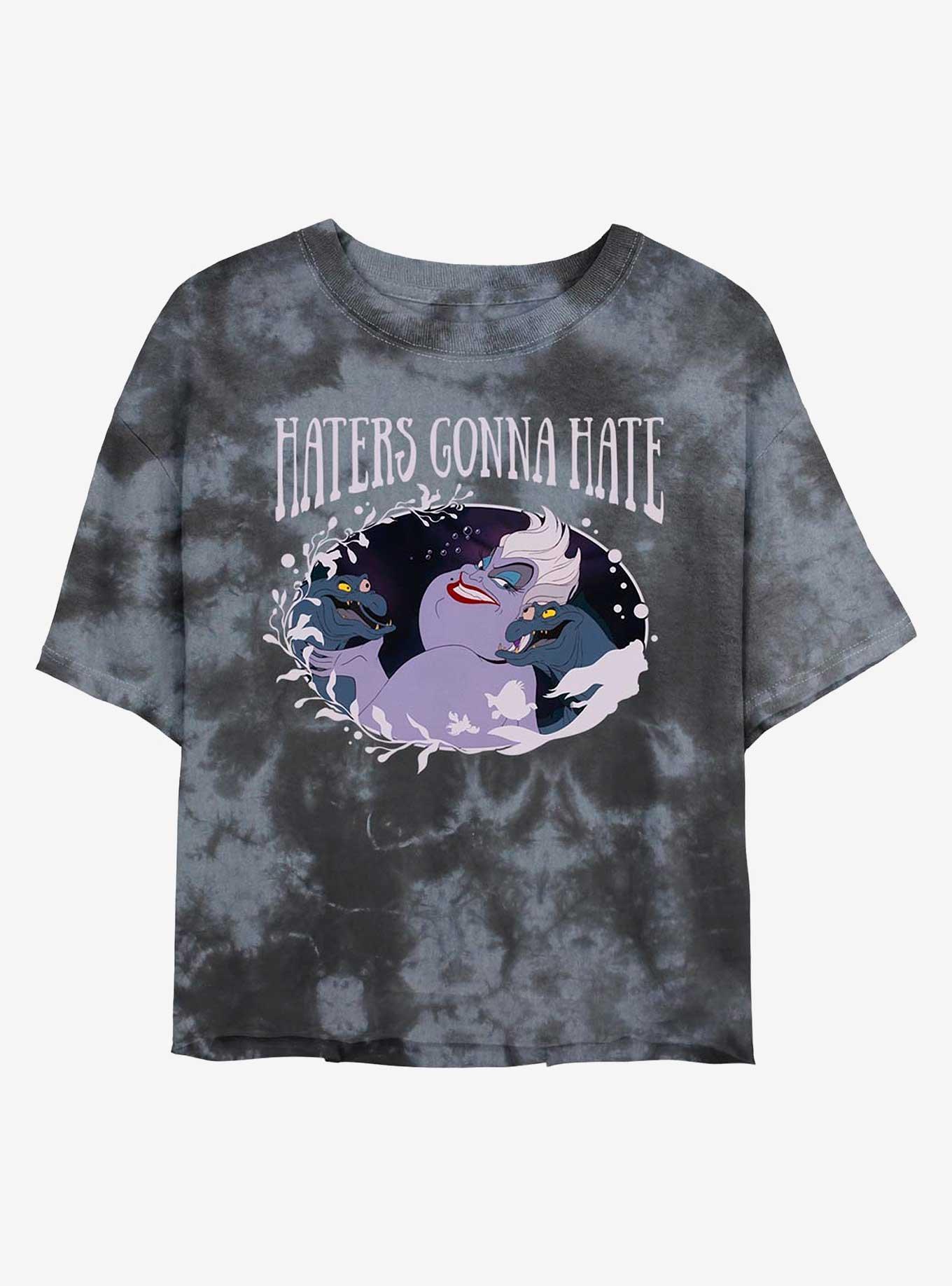 Disney The Little Mermaid Ursula Haters Womens Tie-Dye Crop T-Shirt, BLKCHAR, hi-res
