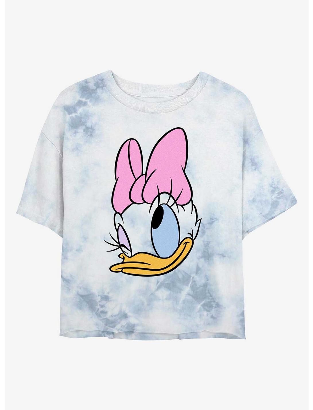 Disney Daisy Duck Big Face Womens Tie-Dye Crop T-Shirt, WHITEBLUE, hi-res