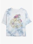 Disney Sleeping Beauty Outline Beauty Womens Tie-Dye Crop T-Shirt, WHITEBLUE, hi-res