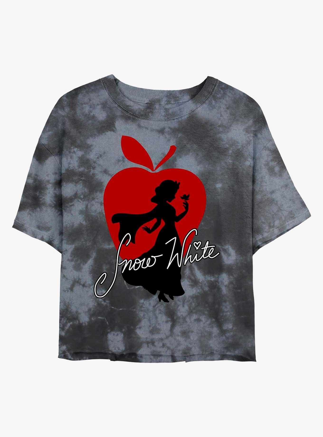 Disney Snow White And The Seven Dwarfs Apple Silhouette Womens Tie-Dye Crop T-Shirt, BLKCHAR, hi-res