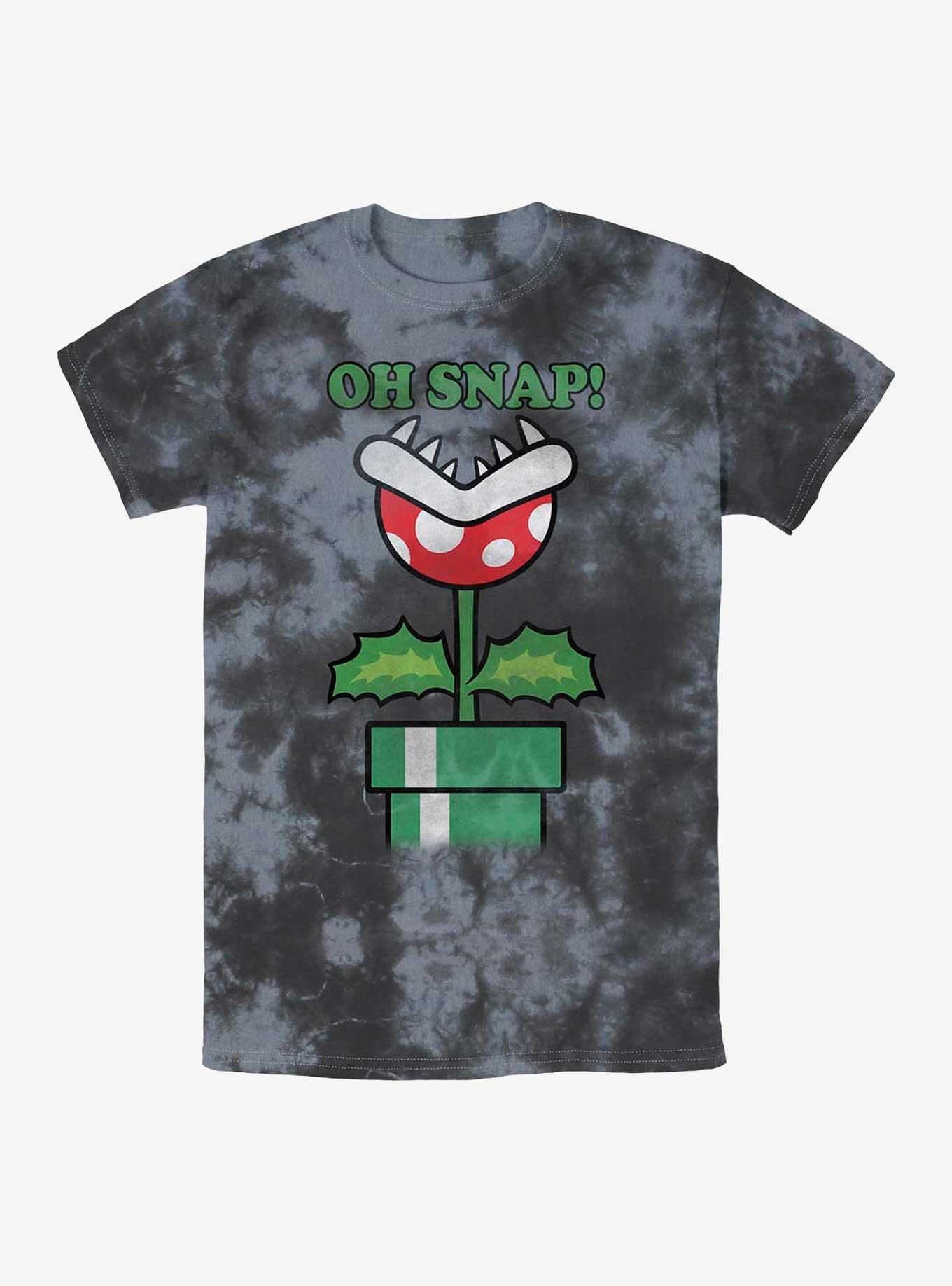 Nintendo Super Mario Bros. Oh Snap Piranha Plant Tie-Dye T-Shirt, BLKCHAR, hi-res