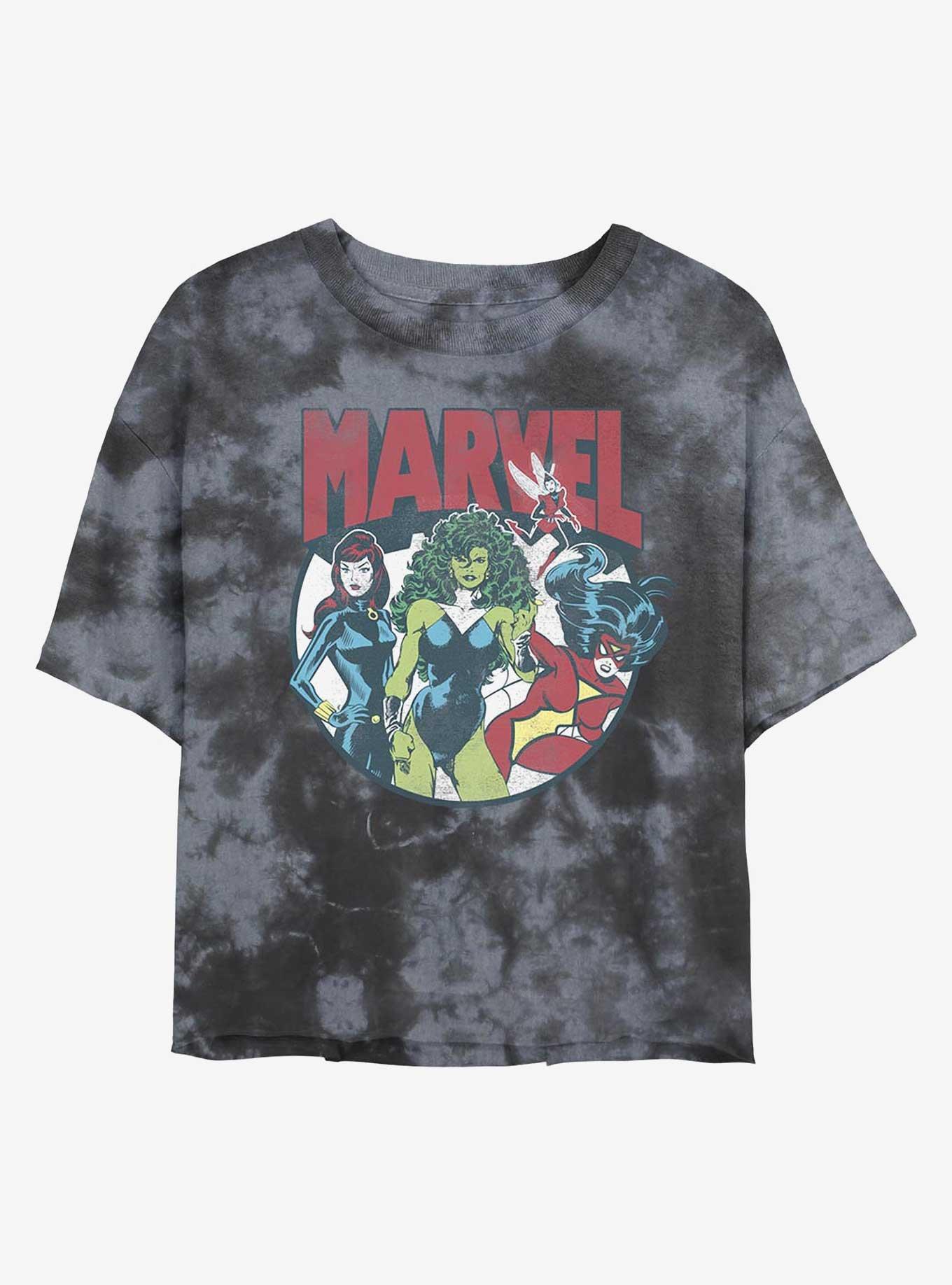 Marvel Gals Womens Tie-Dye Crop T-Shirt, BLKCHAR, hi-res