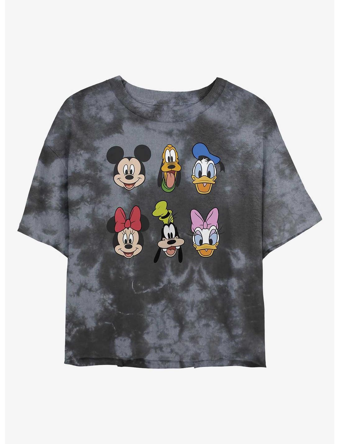 Disney Mickey Mouse And Friends Faces Womens Tie-Dye Crop T-Shirt, BLKCHAR, hi-res