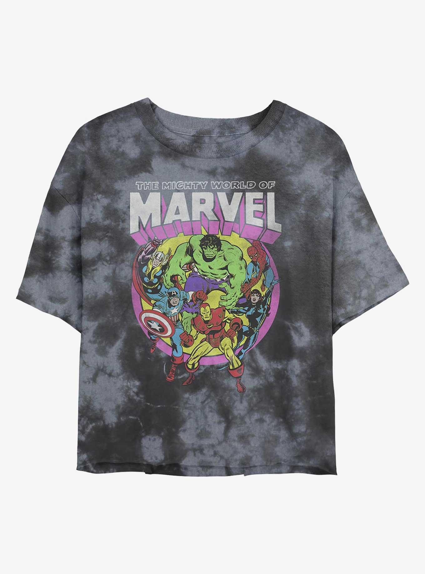 Marvel Mighty World Womens Tie-Dye Crop T-Shirt, BLKCHAR, hi-res