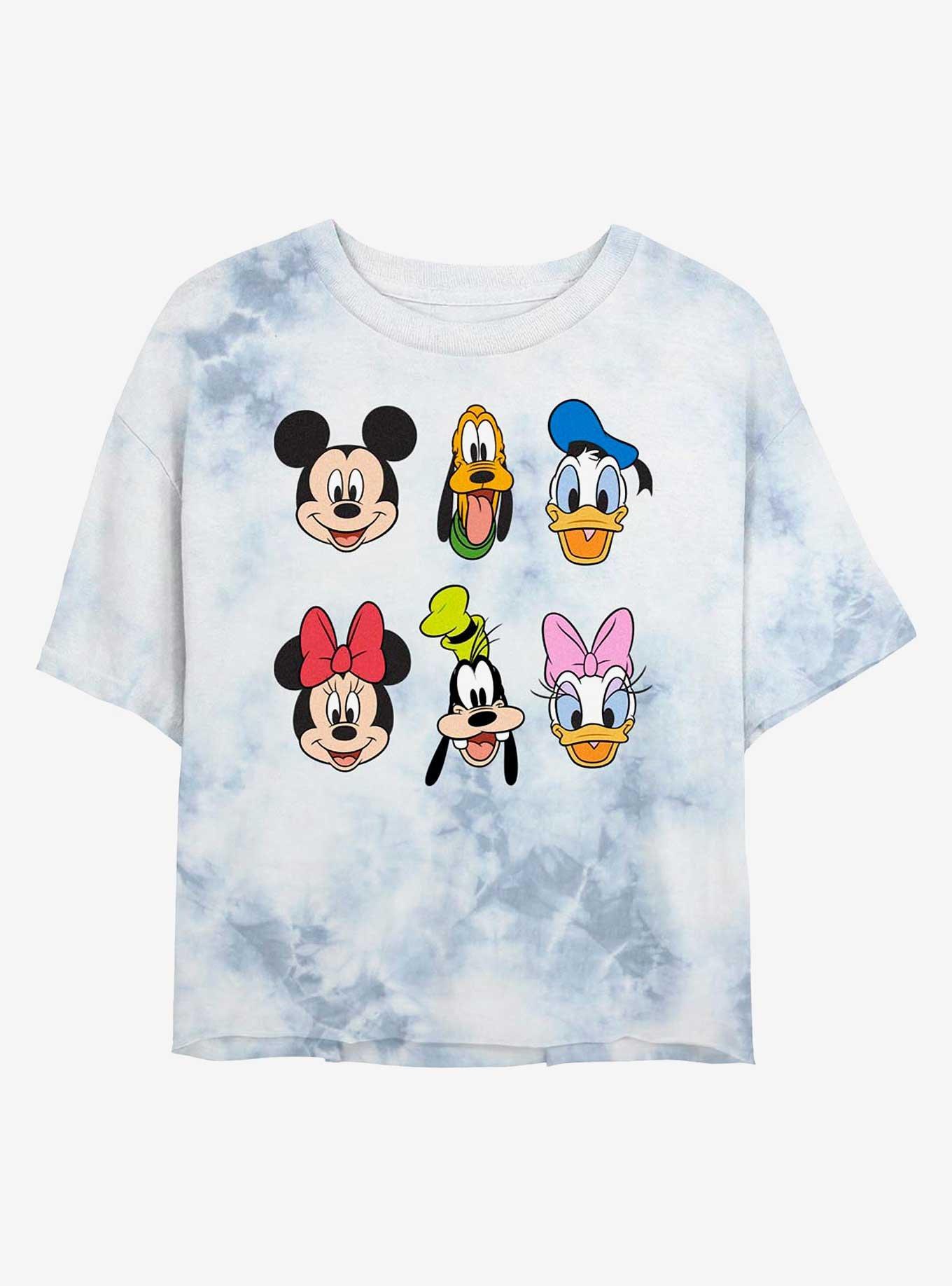 Disney Mickey Mouse And Friends Faces Womens Tie-Dye Crop T-Shirt, WHITEBLUE, hi-res